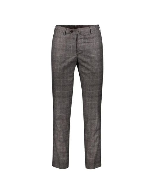 Moorer Gray Checked Pattern Trousers for men