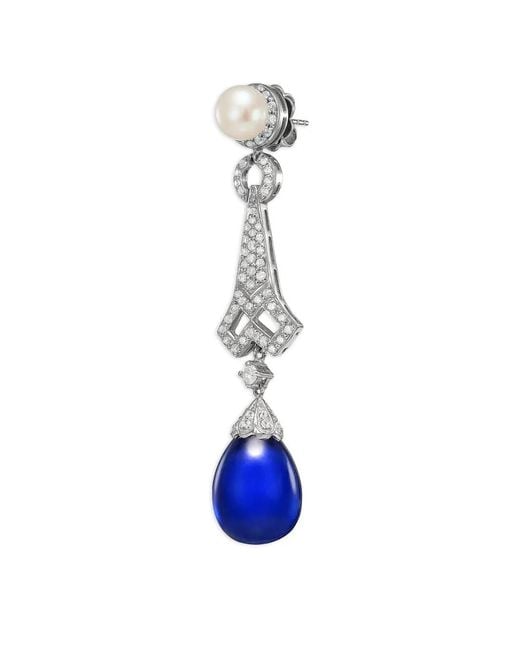 Anabela Chan Blue Lattice 14K Sapphire And Diamond Earrings