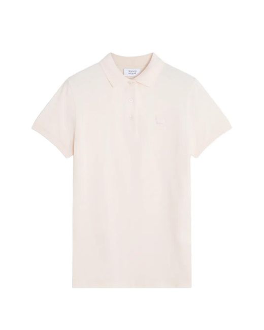 Maison Kitsuné White Fox-Patch Polo Shirt