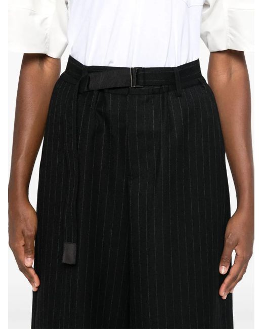 Sacai Black Pinstriped Palazzo Pants