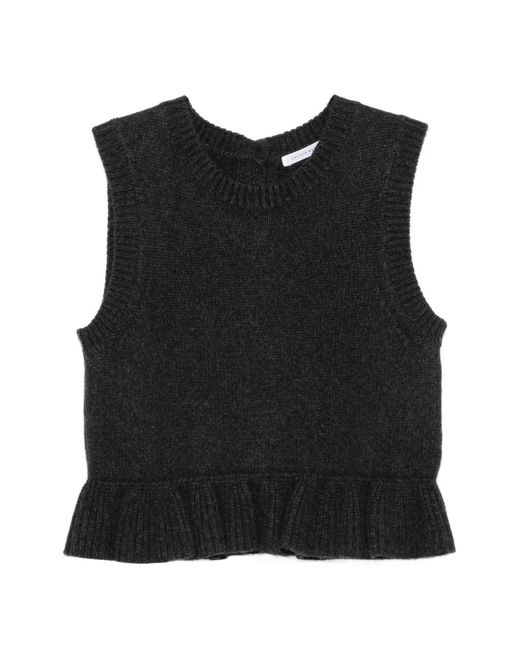 CECILIE BAHNSEN Black Ruffled Button-Back Vest