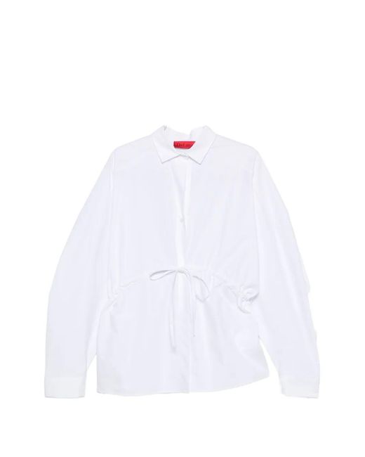 Thelatest White E-Dalida Drawstring-Waist Oversized Shirt