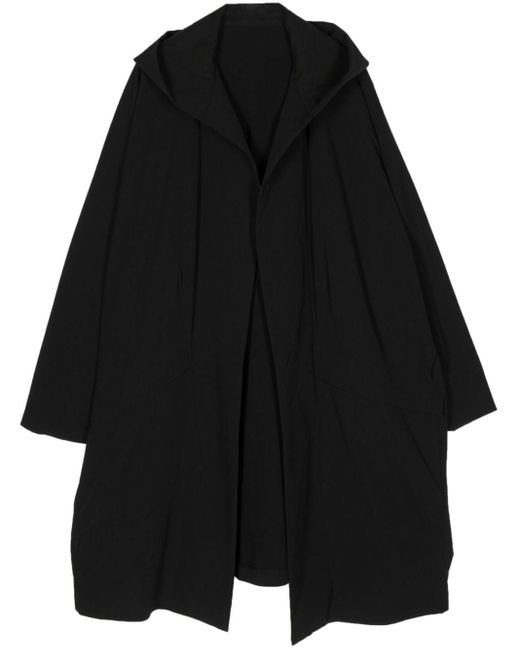 Fumito Ganryu Black Hooded Long Coat for men
