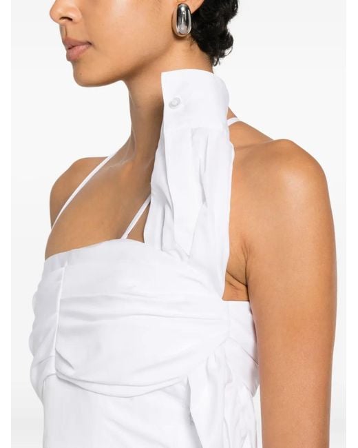 Viktor & Rolf White Bow Drape Midi Dress