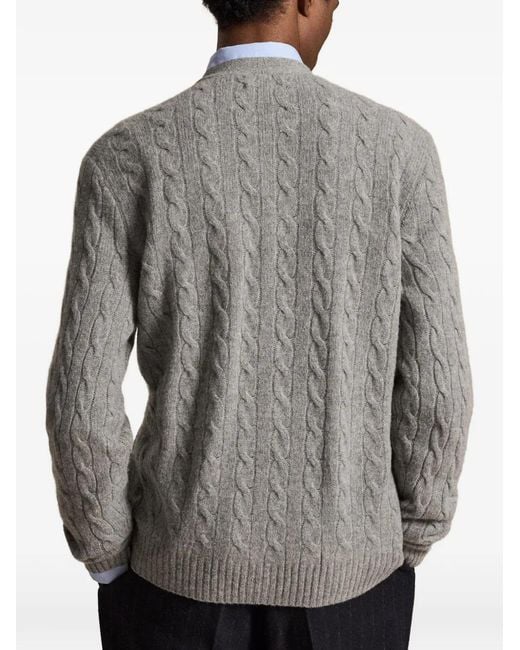 Polo Ralph Lauren Gray Cardigan En Maille Torsadée for men
