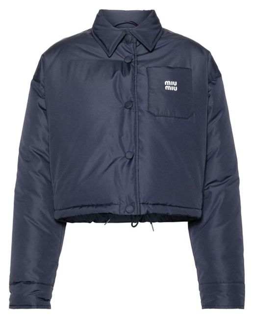Miu Miu Cropped Donsjack in het Blue