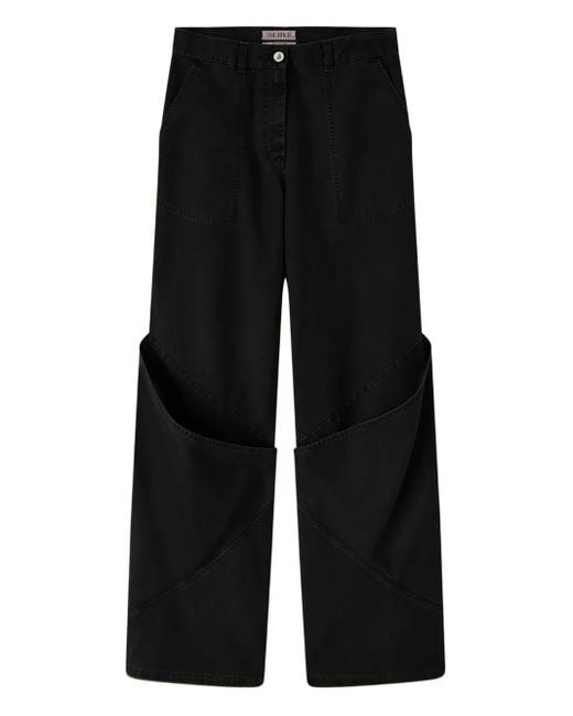The Attico Black Panelled Wide-Leg Trousers
