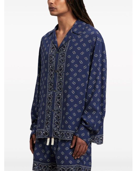Camicia con stampa paisley di Palm Angels in Blue da Uomo