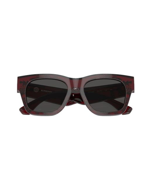 Burberry Gray Checkered Wayfarer-frame Sunglasses