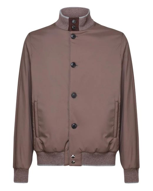 Chaqueta bómber con cierre de botón Fedeli de hombre de color Brown