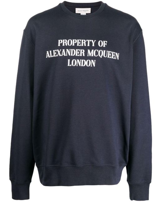 Alexander McQueen Baumwolle Sweatshirt mit Logo-Print in Blau für Herren |  Lyst AT