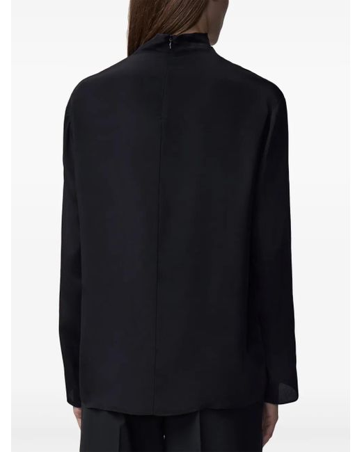 12 STOREEZ Black High-Neck Chiffon Blouse