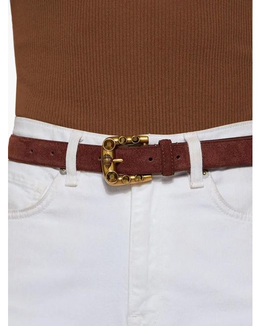 Kurt Geiger White Maddox Crystal-Embellished Eagle-Head Belt