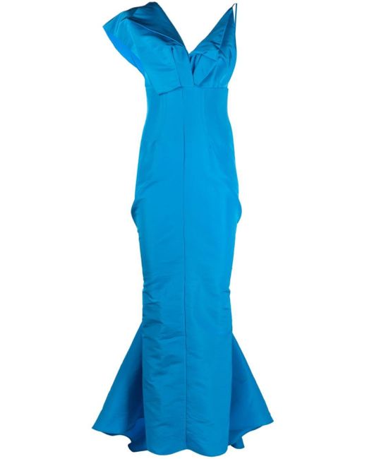 Robe longue à design asymétrique Christopher John Rogers en coloris Blue