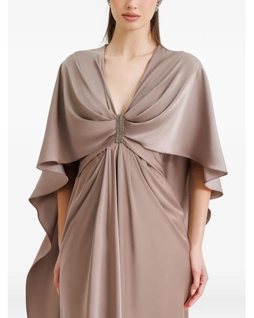 Gemy Maalouf Natural V-Neck Draped Gown