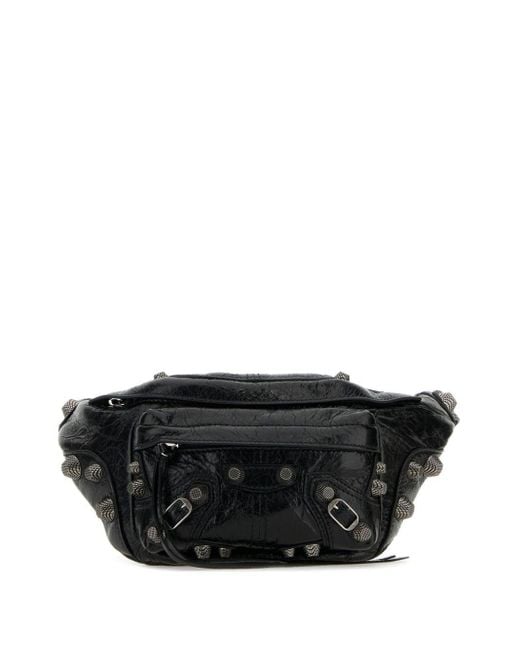 Balenciaga Black Le Cagole Studded Belt Bag - Unisex - Lambskin