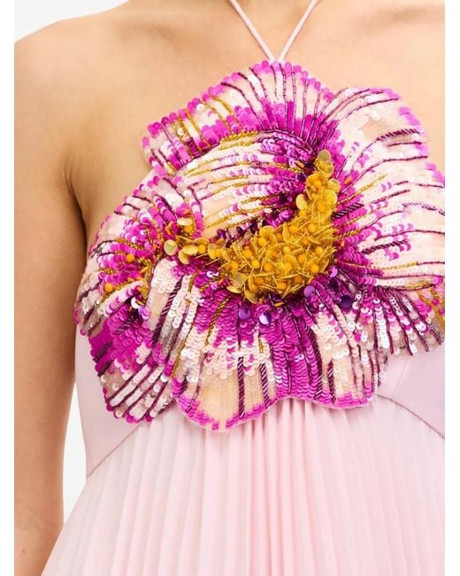 Acler Pink Brewood Pleated Maxi Dress