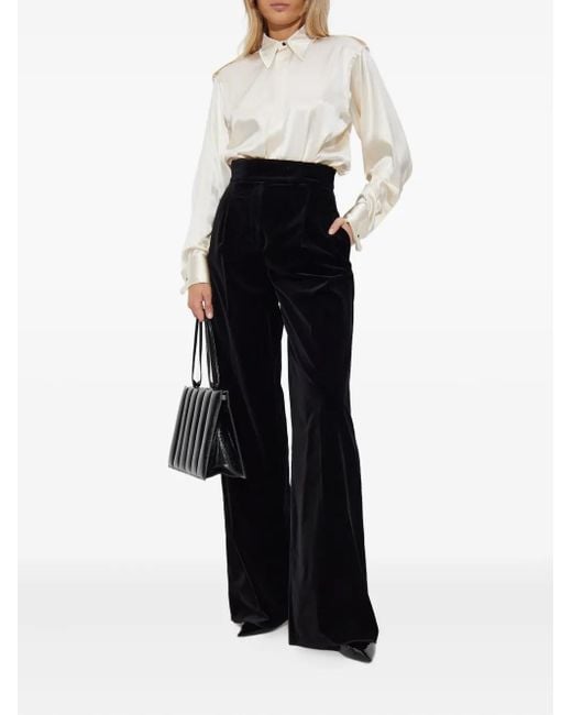Max Mara Black Pleated Velvet Trousers