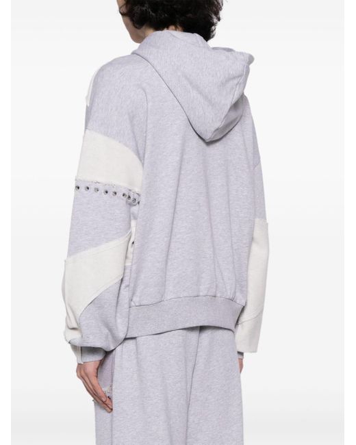 Feng Chen Wang White Studded Zip-up Hoodie for men