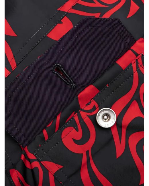 Sacai Red Leaf-Print Shirt Jacket for men
