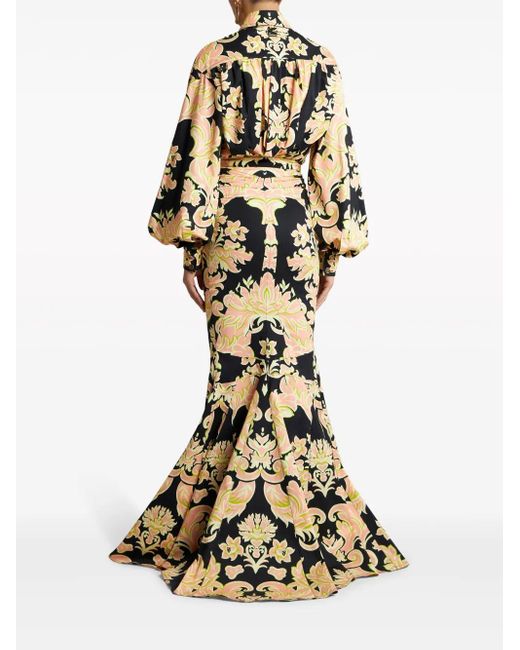 Etro Avondjurk Met Paisley-Print En Ruches in het Metallic