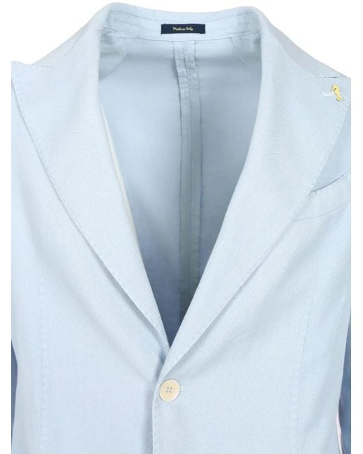 Guarinucci Blue Single-Breasted Patch-Pocket Blazer for men