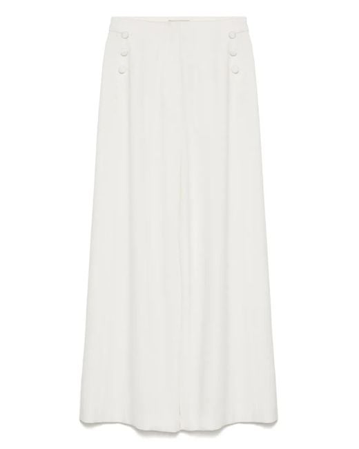 Shiatzy Chen White High-Waisted Button-Detailed Trousers