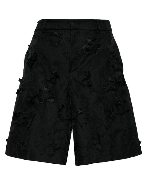 JNBY Black Floral-appliqué Knee-length Shorts