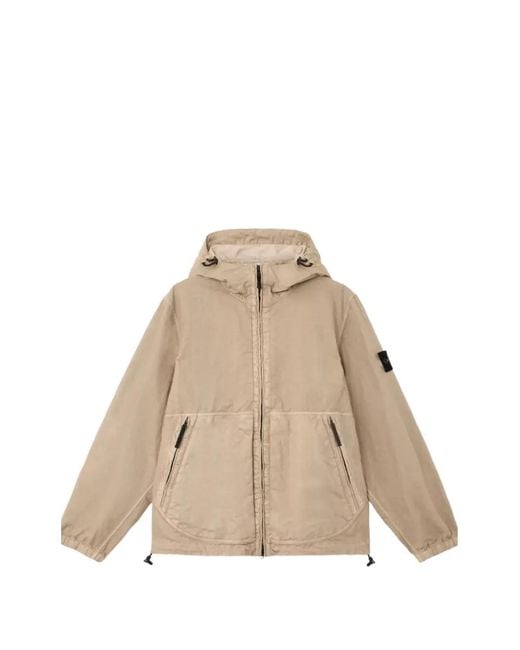 Stone Island Natural Logo-Patch Hooded Jacket for men