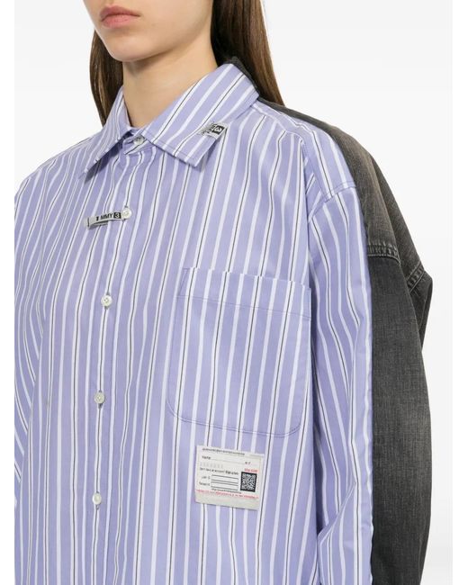 Maison Mihara Yasuhiro Purple Panelled Striped Shirt
