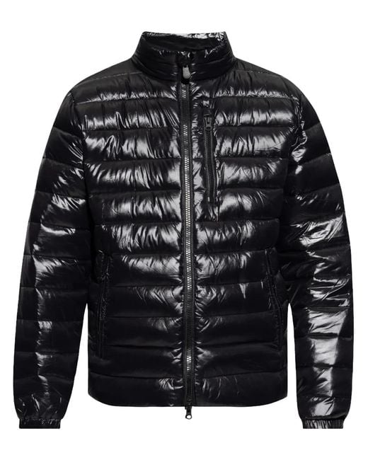 Save The Duck Black Logo-Patch Padded Jacket for men