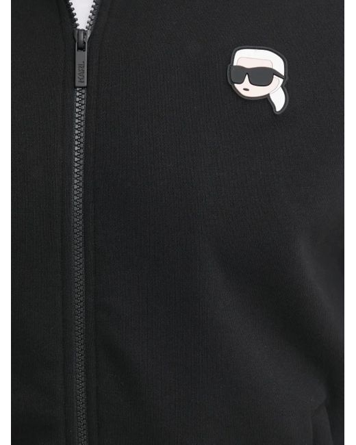 Felpa Con Logo E Zip di Karl Lagerfeld in Black da Uomo