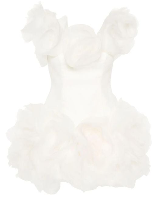 Vestido tipo crepé con aplique floral Ana Radu de color White