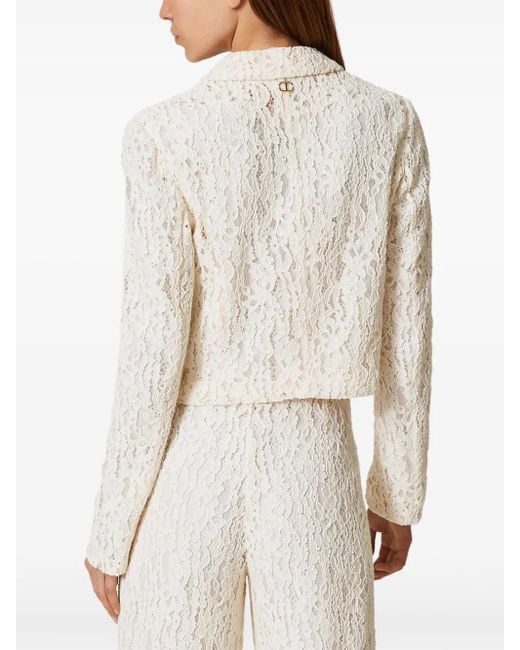 Twinset White Lace-Panel Blazer