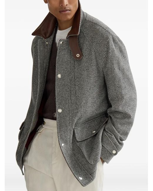 Brunello Cucinelli Gray Diagonal Field Jacket for men