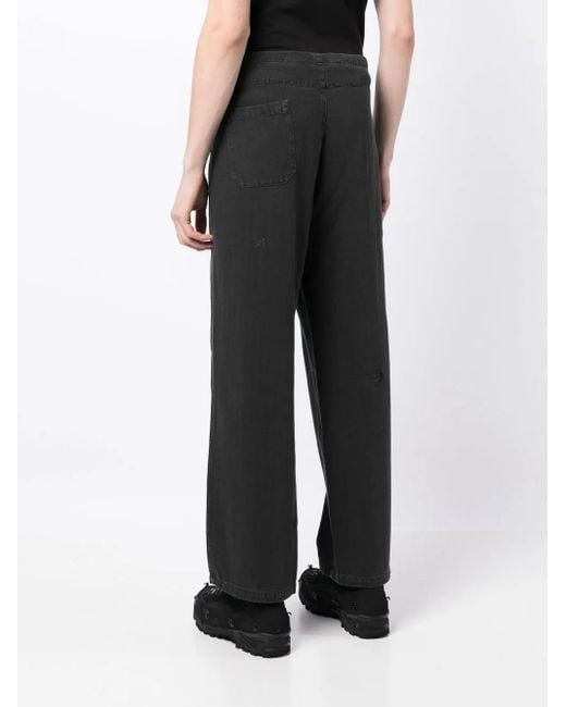 Palm Angels Black Drawstring-Waist Trousers for men