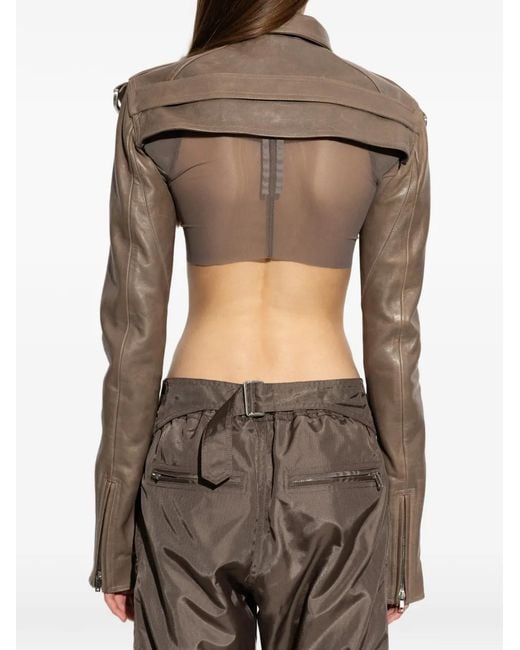 Rick Owens Brown Zip-Cuff Biker Jacket