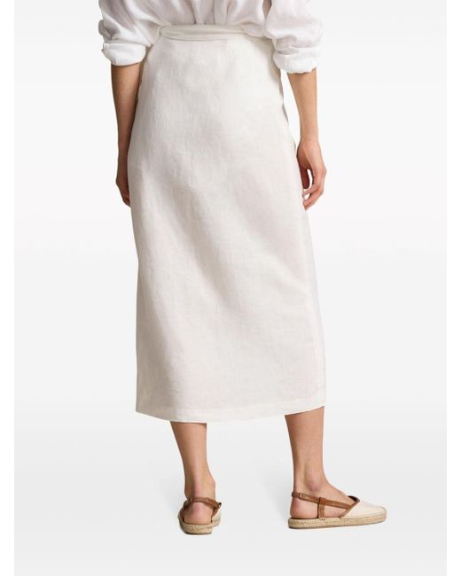 Polo Ralph Lauren White Linen Wrap Skirt