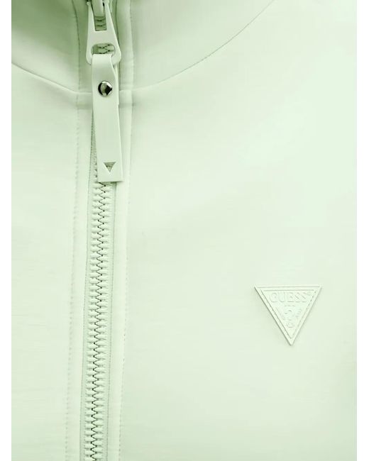 Guess Green Zip-Up Mock-Neck Sweatshirt