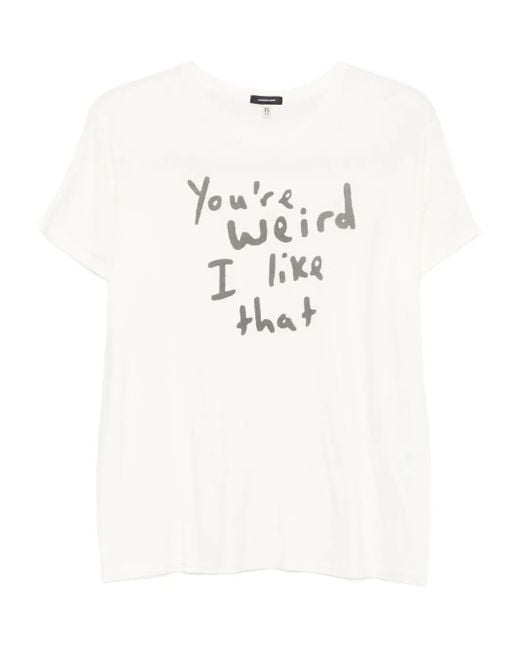 R13 White Slogan-Print T-Shirt