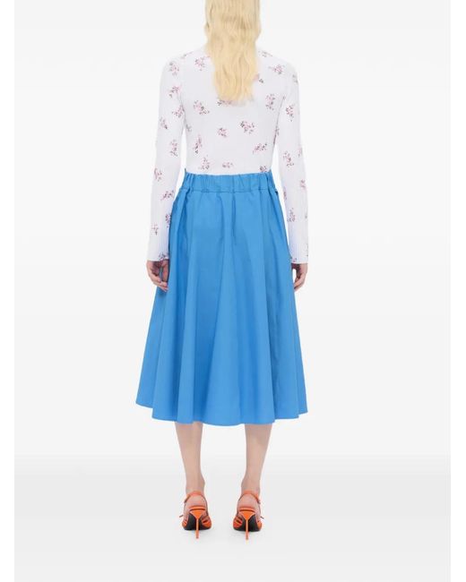 MSGM Blue A-Line Midi Skirt