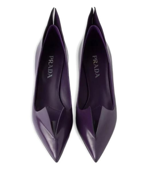 Prada Purple 55Mm Pointed-Toe Leather Pumps