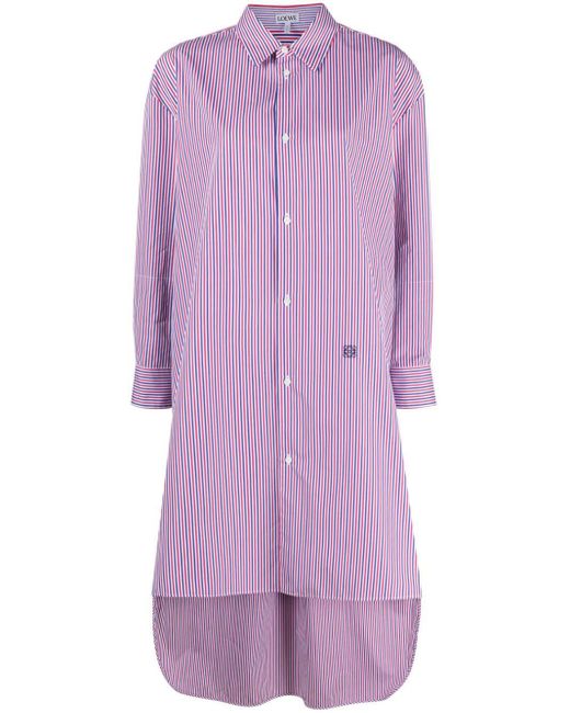 Loewe Striped Cotton Midi Shirtdress in het Purple
