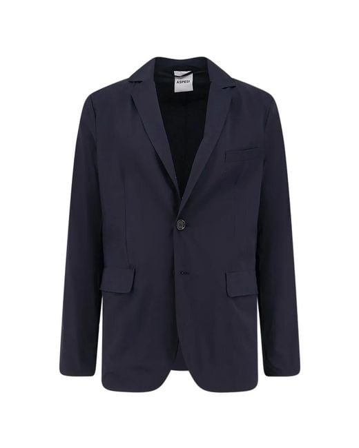 Aspesi Blue Flap-Pocket Two-Button Blazer for men