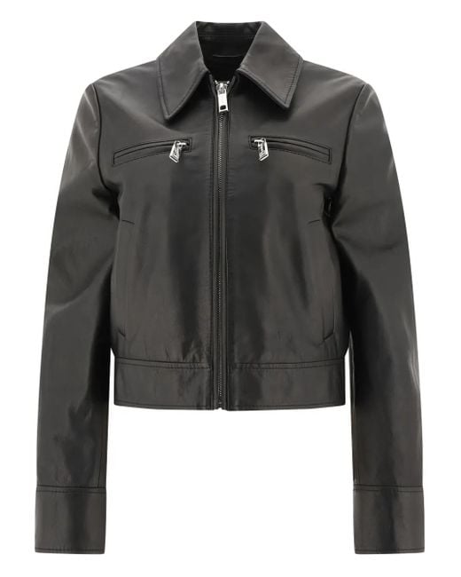 Max Mara Black Zip-Up Leather Jacket