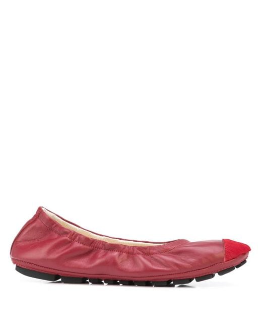 Madison Maison Pink Contrast-Toe Wrinkled Ballet Flats