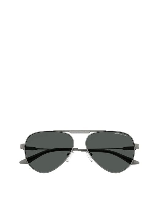 ARMANI EXCHANGE Gray Pilot-Frame Double-Bridge Sunglasses