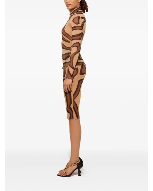 Emilio Pucci Brown Labirinto-Print Midi Skirt