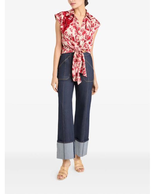 Cinq À Sept Mouwloze Blouse Met Bloemenprint in het Red