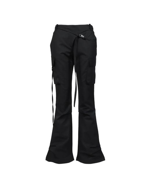 BOHEMSEO Black Strap-Detail Buckled Cargo Pants